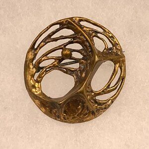 Norway Modernist Brutalist Bronze Brooch Pin 1970's Sten & Laine Vintage J551